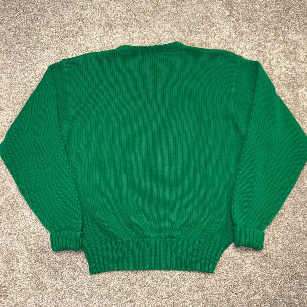 Vintage Polo Ralph Lauren Crewneck Sweater Men Size Large Green Cotton Hong Kong - Picture 5 of 8